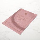 Rose Gold und Blush Imitate Agate Bat Mitzvah Foto Folieneinladung (Gedreht)