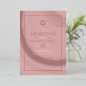 Rose Gold und Blush Imitate Agate Bat Mitzvah Foto Folieneinladung (Stehend vorne)