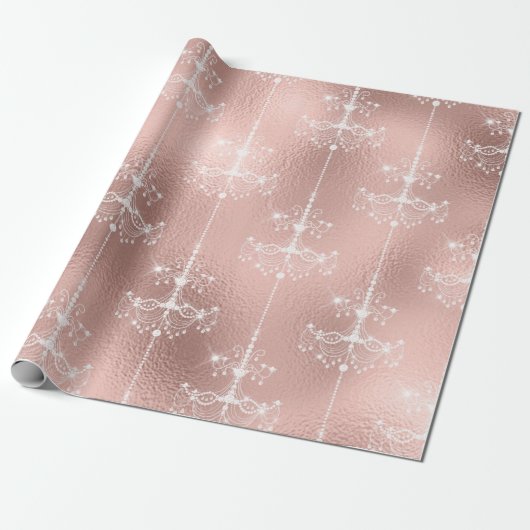 Rose Gold und Blush Kronier Geschenkpapier (Ungerollt)