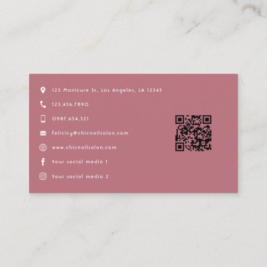 Rose Gold und Blush Los Angeles Salon Visitenkarte (Rückseite)