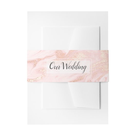 Rose Gold und Blush Marmor Hochzeitsband Einladungsbanderole (Vorderseite Beispiel)