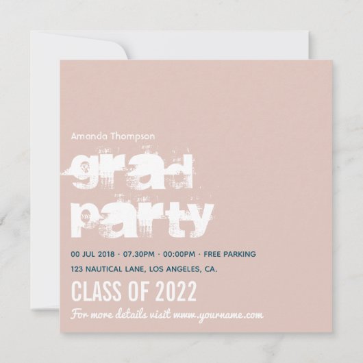 Rose Gold und Blush Nautical Abschluss Foto Invi Einladung (Rückseite)