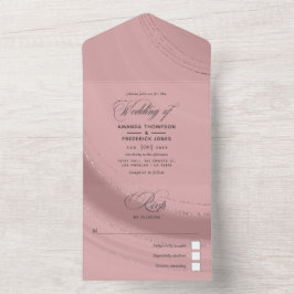 Rose Gold und Blush Pink Achat Hochzeit All In One Einladung