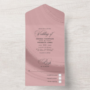 Rose Gold und Blush Pink Achat Hochzeit All In One Einladung