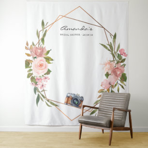 Rose Gold und Blush Pink Brautparty Foto Stand Wandteppich