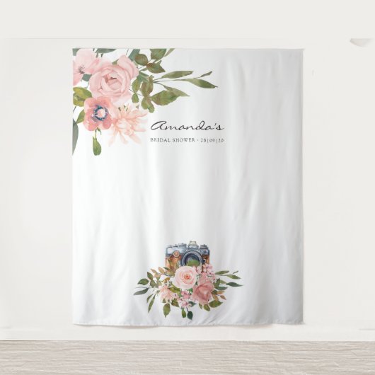Rose Gold und Blush Pink Brautparty Foto Stand Wandteppich (Vorderseite)