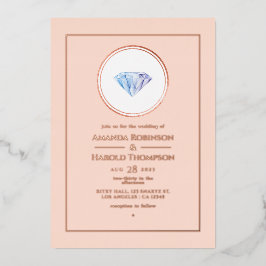 Rose Gold und Blush Pink Diamant Wedding Foil Invi Folieneinladung