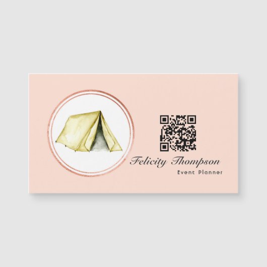 Rose Gold und Blush Pink Event Planner QR Code Magnetkarte (Vorderseite)