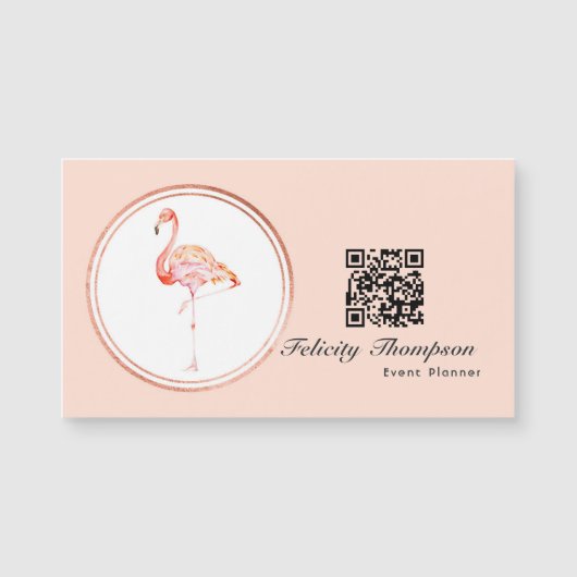 Rose Gold und Blush Pink Event Planner QR Code Magnetkarte (Vorderseite)