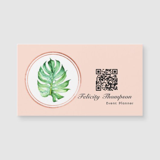 Rose Gold und Blush Pink Event Planner QR Code Magnetkarte (Vorderseite)