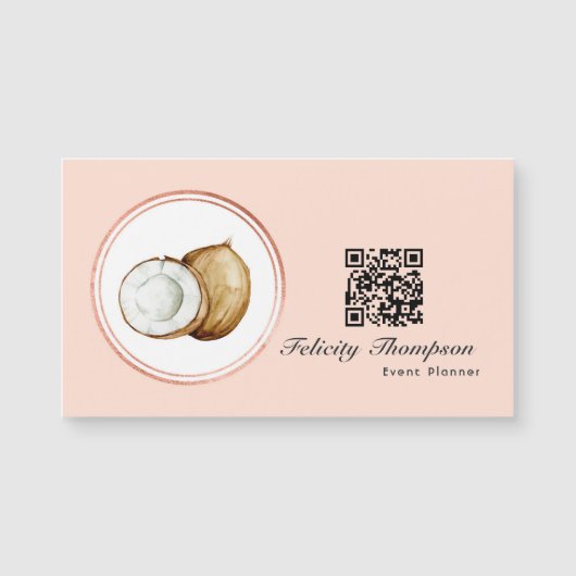 Rose Gold und Blush Pink Event Planner QR Code Magnetkarte (Vorderseite)