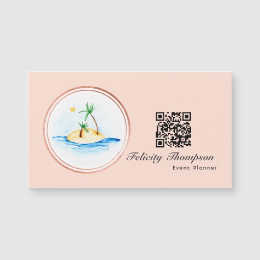 Rose Gold und Blush Pink Event Planner QR Code Magnetkarte (Vorderseite)