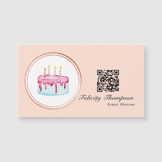 Rose Gold und Blush Pink Event Planner QR Code Magnetkarte (Vorderseite)