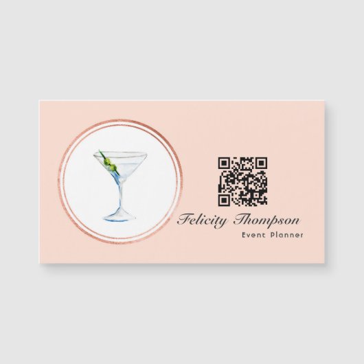 Rose Gold und Blush Pink Event Planner QR Code Magnetkarte (Vorderseite)