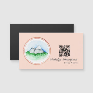 Rose Gold und Blush Pink Eventplaner QR-Code Magnetkarte