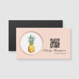 Rose Gold und Blush Pink Eventplaner QR Code Magnetkarte