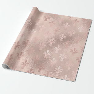 Rose Gold und Blush Pink Fleur de Lis Muster Geschenkpapier