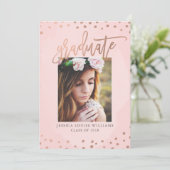 Rose Gold und Blush Pink Graduation Party Einladung (Stehend Vorderseite)