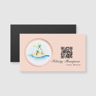 Rose-Gold- und Blush-Pink-Hochzeitsplanerin QR-Cod Magnetkarte