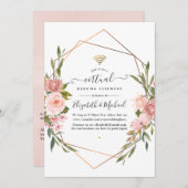 Rose Gold und Blush Pink Online Virtual Wedding Einladung (Vorne/Hinten)