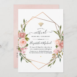 Rose Gold und Blush Pink Online Virtual Wedding Einladung