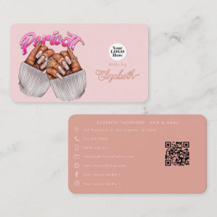 Rose Gold und Blush Pink Periodt Nagelsalon Visitenkarte