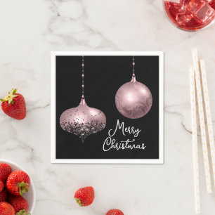 Rose Gold und Blush Pink Weihnachtsbaumchen Serviette