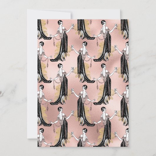 Rose Gold und Blush Wein Degustations Party Einladung (Rückseite)