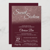 Rose Gold und Burgund 16 . Geburtstag Einladung (Vorne/Hinten)