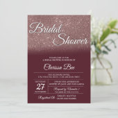 Rose Gold und Burgund Bridal Dusche Einladung (Stehend Vorderseite)