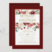 Rose Gold und Burgund Einladung zur Hochzeitsfeier (Vorne/Hinten)