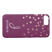 Rose Gold und Burgund Foil Confetti Monogram Case-Mate iPhone Hülle (Rückseite (Horizontal))