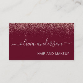 Rose Gold und Burgund Glitzer Haar Makeup Salon Visitenkarte