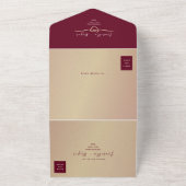 Rose Gold und Burgund Hochzeit All In One Einladung (Außenbereich)