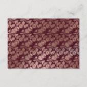 Rose Gold und Burgund Hochzeitsempfang Begleitkarte (Rückseite)