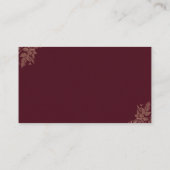 Rose Gold und Burgund Wedding Website Card Beilage Begleitkarte (Rückseite)