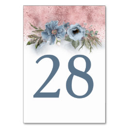 Rose Gold und Dusty Blue Tischnummer Cards