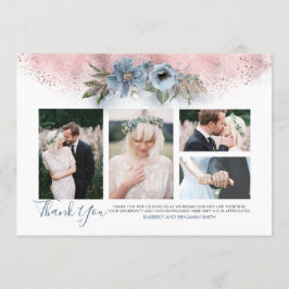 Rose Gold und Dusty Blue Wedding Fotos Card Einladung