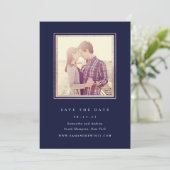 Rose Gold und Foto der Marine Save the Date (Stehend Vorderseite)