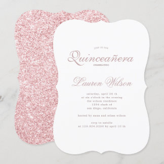 Rose Gold und Glitzer Quinceanera Einladung