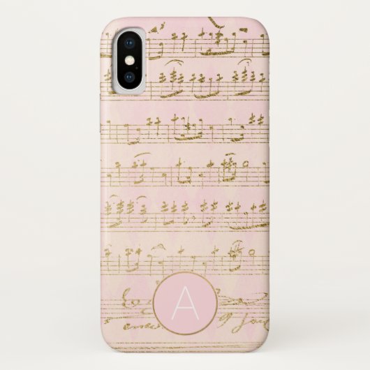 Rose Gold und Gold Foil Musikanweisungen Monogramm Case-Mate iPhone Hülle (Rückseite)