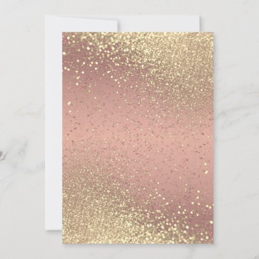 Rose Gold und Gold Glitzer Einladung (Rückseite)