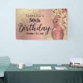 Rose Gold und Gold Glitzer Geburtstag Banner (Messeveranstaltung)