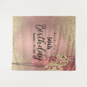 Rose Gold und Gold Glitzer Geburtstag Wandteppich (Vorderseite (Horizontal))
