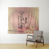 Rose Gold und Gold Glitzer Geburtstag Wandteppich (Beispiel (Horizontal))