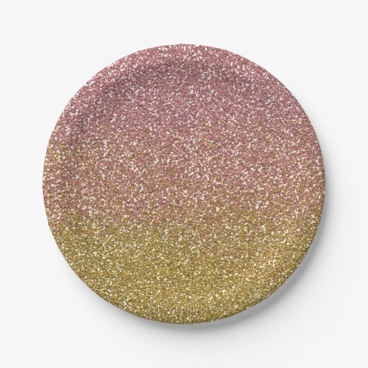 Rose Gold und Gold Glitzer Teller (Vorderseite)
