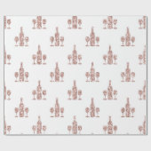 Rosé Gold und Gold Glitzer Wein thematisch Geschenkpapier (Flach)