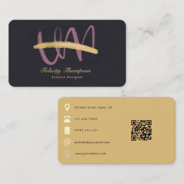 Rose Gold und Gold Pinselstriche - QR-Code Visitenkarte