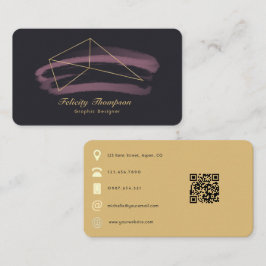 Rose Gold und Gold Pinselstriche - QR-Code Visitenkarte