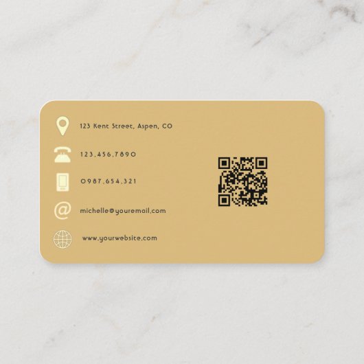 Rose Gold und Gold Pinselstriche - QR-Code Visitenkarte (Rückseite)